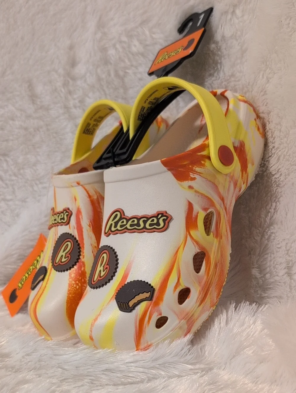 Reese's Kids' Slip-On Clogs in White & Orange Sz 1